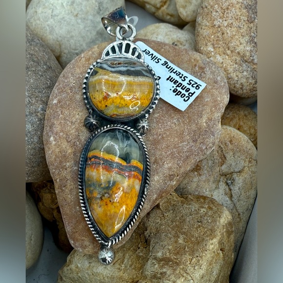 Bumblebee Jasper 925 Sterling Silver Pendant 12.6g Artisan Natural Gemstone - Picture 4 of 11
